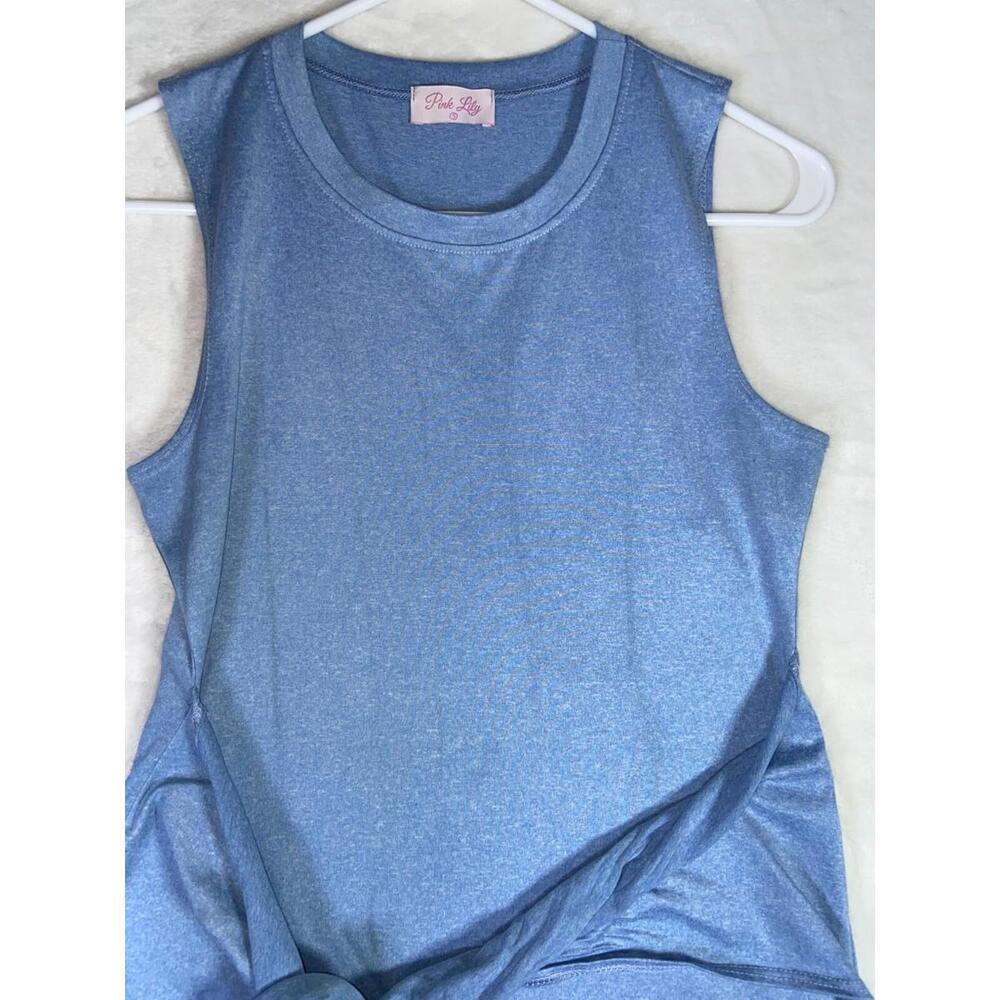 Pink Lady Womens Scoop Neck Sleeveless Romper Dress Tie Light Blue Small Bodycon - Picture 3 of 12